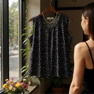 JONES STUDIO® Sleeveless Polka Dot Blouse